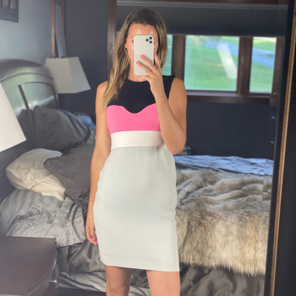 Diane Von Furstenberg Color Block Sleeveless Sheath Mini Dress, Size 4